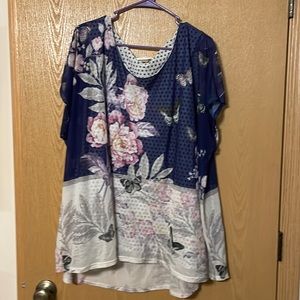 CJ Banks Floral Sheer Top with Tank Top